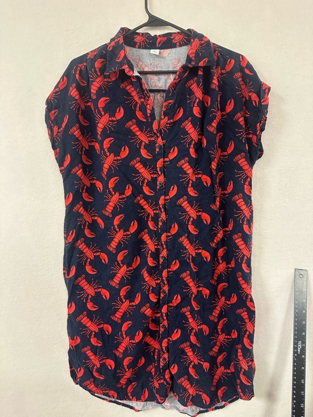 Old Navy Women’s Linen Blend Lobster Dress Sz L Preppy Nautical Coastal Quirky